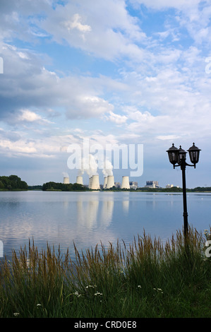 Kraftwerk Jaenschwalde und Halfter Teich, Peitz, Brandenburg, Deutschland, Europa Stockfoto