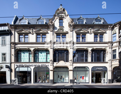Historische Büro- und Geschäftshaus auf Wut Platz, Erfurt, Thüringen, Deutschland, Europa, PublicGround Stockfoto