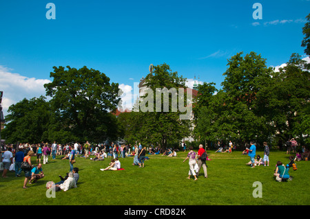 Sommer in Karlovo Namesti Charles Square Neustadt Prag Tschechische Republik Europa Stockfoto