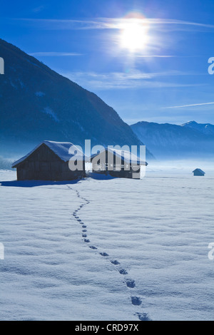 Winterlandschaft in Tarrenz, Österreich Stockfoto