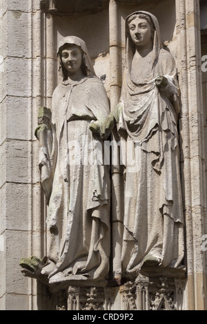 Statuen am Nordportal Querschiff von Rouen Kathedrale, Normandie, Frankreich Stockfoto