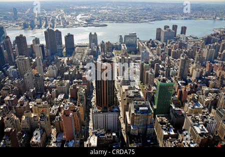 Blick vom Empire State Building in den Westen in Midtown, USA, New York City, Manhattan Stockfoto