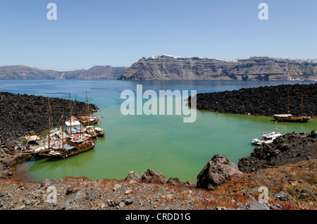 Nea Kameni Santorini Griechenland Stockfoto
