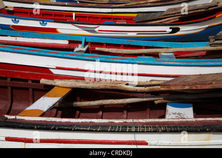 Boote am Strand, Kap Verde, Cabo Verde, Tarrafal Stockfoto