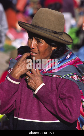 Quechua-Frau. Pisac, Peru. Stockfoto
