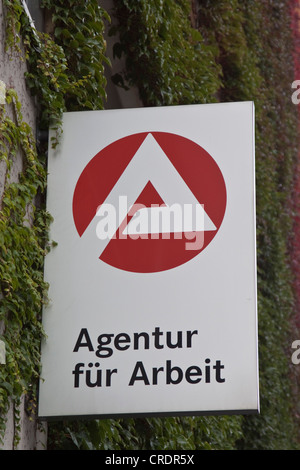 Schild, Schriftzug "Agentur Fuer Arbeit", deutsche Bundesagentur für Arbeit Stockfoto