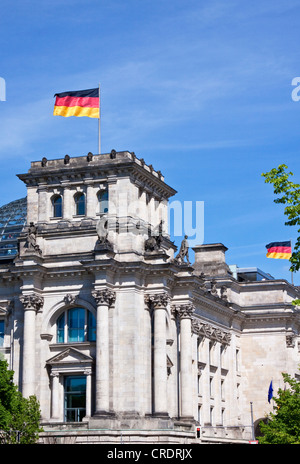 Reichstagsgebäude, Plenum Building, Sitz des Deutschen Bundestages Parlaments, Rückansicht, Berlin, Deutschland, Europa Stockfoto