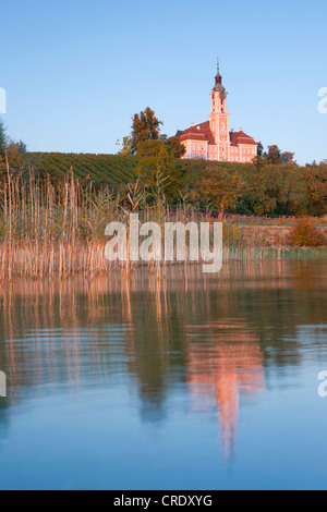 Birnau Kloster im letzten Abendlicht am Bodensee, Baden-Württemberg, Deutschland, Europa Stockfoto