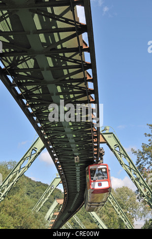 Erhöhte ausgesetzt Monorail, Wuppertal, Bergisches Land Region, North Rhine-Westphalia, Deutschland, Europa Stockfoto