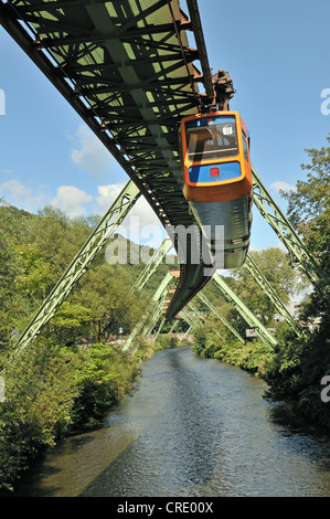 Erhöhte ausgesetzt Monorail, Wuppertal, Bergisches Land Region, North Rhine-Westphalia, Deutschland, Europa Stockfoto