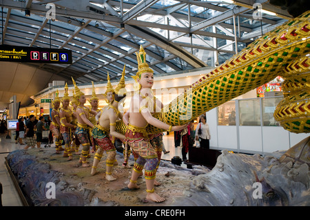 Buttern Meer Milch Skulptur, Abflughalle, Suvarnabhumi International Airport, Bangkok, Thailand Stockfoto