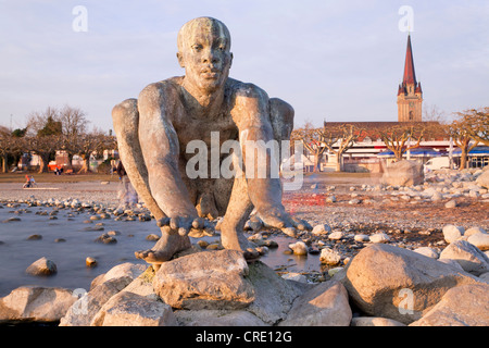 Skulptur, stehende Welle, El Niño, in der Nähe von Radolfzell am Bodensee, Baden-Württemberg, Deutschland, Europa Stockfoto