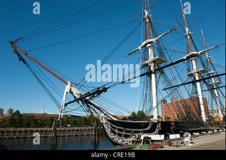 USS Constitution, Museumsschiff, Bogen, Masten, Takelage, Fregatte, US Navy, Charlestown Navy Yard, Freedom Trail, Boston Stockfoto