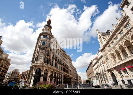 Bankgebäude der Banco Espanol de Credito, im Palacio De La Equitativa Palace, Madrid, Spanien, Europa Stockfoto