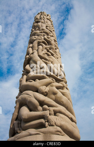 Monolith im Vigeland Skulpturenpark, Frogner Park befindet sich in Oslo, Norwegen. Stockfoto