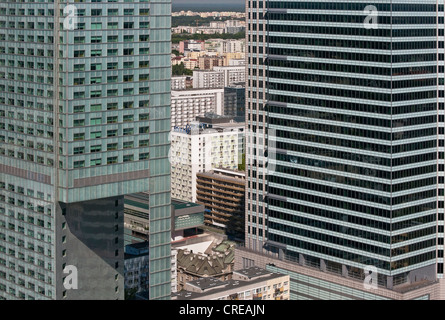 Hotel Intercontinental auf der linken Seite, Büro, Apartmentgebäude im Zentrum von Warschau, Blick vom Palast für Kultur und Wissenschaft Warschau Polen Stockfoto