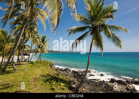 Pavillon mit Blick auf die Karibik, Big Corn Island, Karibik, Nicaragua, Mittelamerika Stockfoto