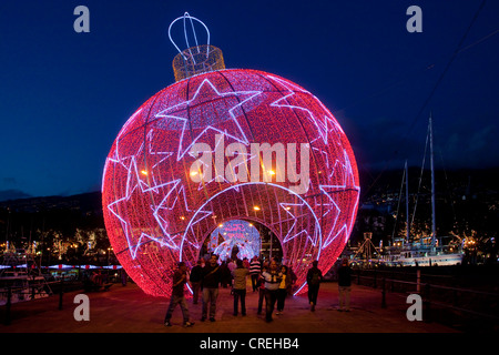 Weihnachtsschmuck in der Marina, Funchal, Madeira, Portugal, Europa Stockfoto