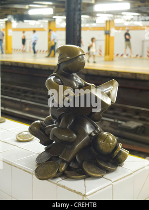 Tom Otterness Leben unterirdischen Skulpturen in New Yorker u-Bahn Stockfoto