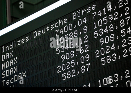 Kurs-Board von den DAX auf dem Parkett der Frankfurter Börse, Deutsche Boerse AG Stockfoto