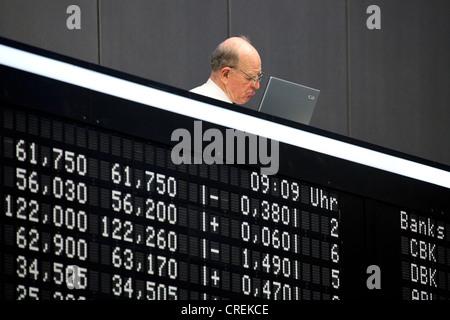 Kurs-Board von den DAX auf dem Parkett der Frankfurter Börse, Deutsche Boerse AG Stockfoto