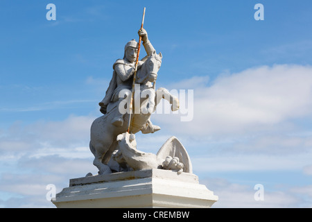 Italienische Kriegsgefangene Erinnerungsstatue von St George slaying der Drache-1943. Lamb Holm, Orkney Inseln, Schottland, UK, Großbritannien Stockfoto