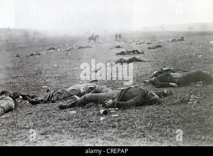 Schlacht von GETTYSBURG 1-3 Juli 1863. Union Toten durch irische Fotograf Timothy O'Sullivan am 5. Juli. Stockfoto