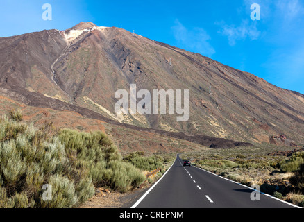 TF-21 Straße in Richtung Berg Pico del Teide Nationalpark Teide, Teneriffa, Kanarische Inseln, Spanien, Europa Stockfoto