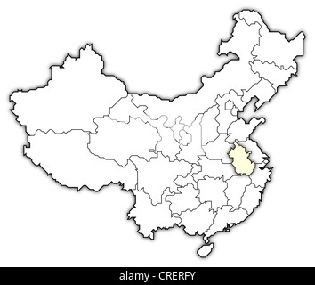 Politische Landkarte von China mit den verschiedenen Provinzen Anhui wo markiert ist. Stockfoto