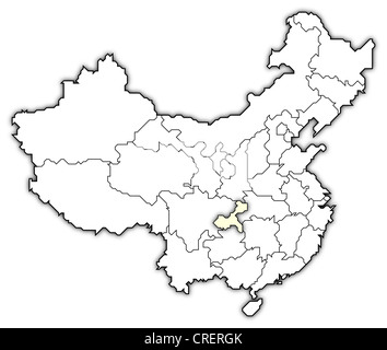 Politische Landkarte von China mit den verschiedenen Provinzen Chongqing wo markiert ist. Stockfoto