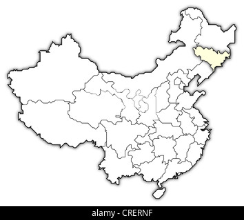Politische Landkarte von China mit den verschiedenen Provinzen Jilin wo markiert ist. Stockfoto