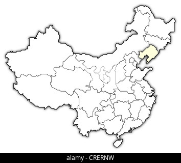 Politische Landkarte von China mit den verschiedenen Provinzen Liaoning wo markiert ist. Stockfoto