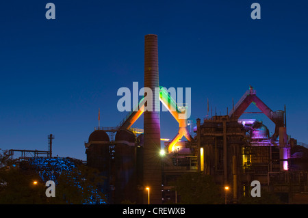 Völklingen Eisenarbeiten bei Nacht, Deutschland, Saarland, Völklingen Stockfoto