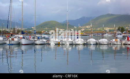 Hafen Sie mit Segelbooten, Spanien, Mallorca, Port Andratx Stockfoto