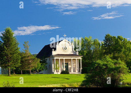 Die alte Jesuitenmission an einem hellen Tag in Cataldo, Idaho. Stockfoto