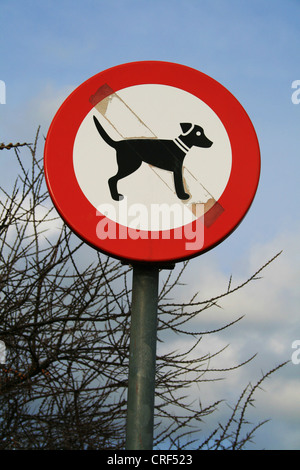 Informationen Zeichen Hunde verboten in Port Zelande, Niederlande Stockfoto