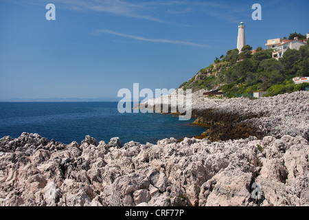 Leuchtturm auf der Halbinsel Cap Ferrat, Frankreich, Cap Ferrat Stockfoto