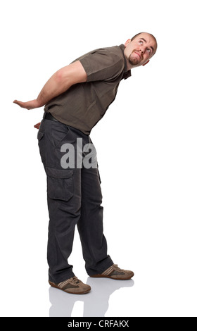 Mann zu handeln, um gemeinsames auf seinem Rücken zu halten Stockfoto