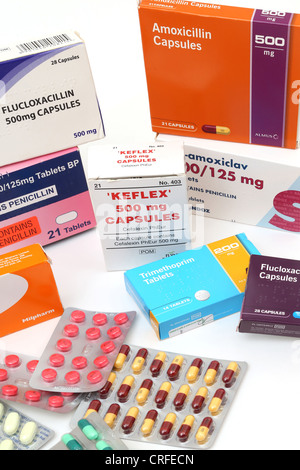 Eine Sammlung von Antibiotika In Blister-Packungen Stockfoto