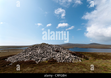 Barpa Langass chambered Cairn auf der Insel North Uist in den äußeren Hebriden, Schottland Stockfoto