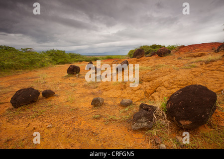 Vulkangestein und erodierten Boden in Sarigua Nationalpark, Herrera Provinz, Republik von Panama. Stockfoto