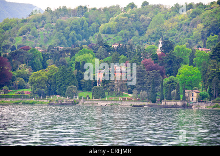 Menaggio gegenüber Bellagio, Grand am See Villen mit herrlichen Gärten, Spielplatz für die reichen & Famouus, beliebtes Ausflugsziel Stockfoto