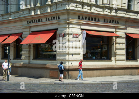 Cafe Kavarna Slavia Prag Tschechische Republik Stockfoto