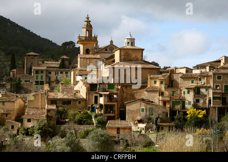 Blick auf Valldemossa, Spanien, Balearen, Mallorca Stockfoto