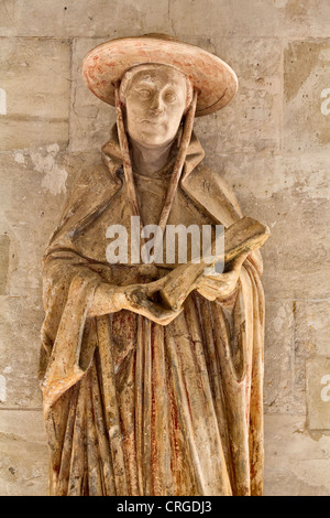 Statue des Hl. Hieronymus in der Kirche der Abtei Notre-Dame du BEC, Le Bec-Hellouin, Frankreich Stockfoto