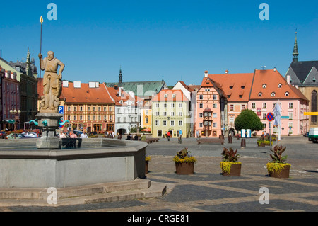 Brunnen des Ritters Roland auf dem Marktplatz, Tschechien, Cheb (Eger) Stockfoto