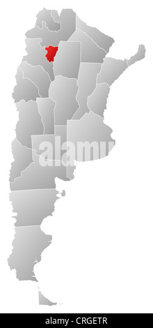 Politische Karte von Argentinien mit den verschiedenen Provinzen Tucumán wo markiert ist. Stockfoto