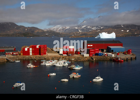 Hafen, Grönland, Ammassalik, Ostgrönland, Tasiilaq anzeigen Stockfoto