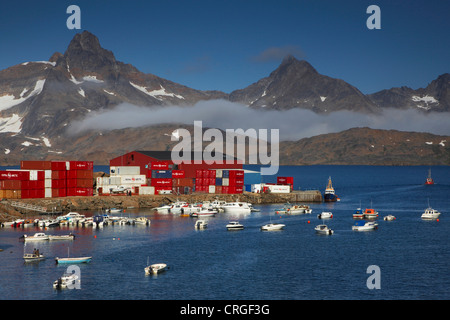 Hafen, Grönland, Ammassalik, Ostgrönland, Tasiilaq anzeigen Stockfoto