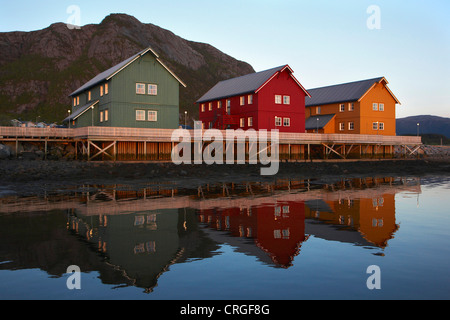 Häuser für Touristen und Fischer in Lauvsnes, Norwegen, Flatanger, Tröndelag Lauvsnes Stockfoto